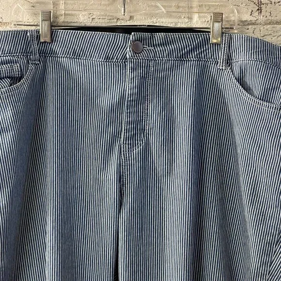 Avenue Denim Blue Striped Crapri Jeans 24W | Railroad Stripe | Plus Size - Picture 2 of 11